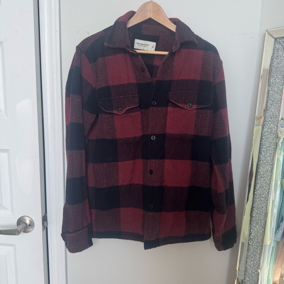 Abercrombie Red and Black Buffalo Plaid Flannel Shirt M - Picture 3 of 6